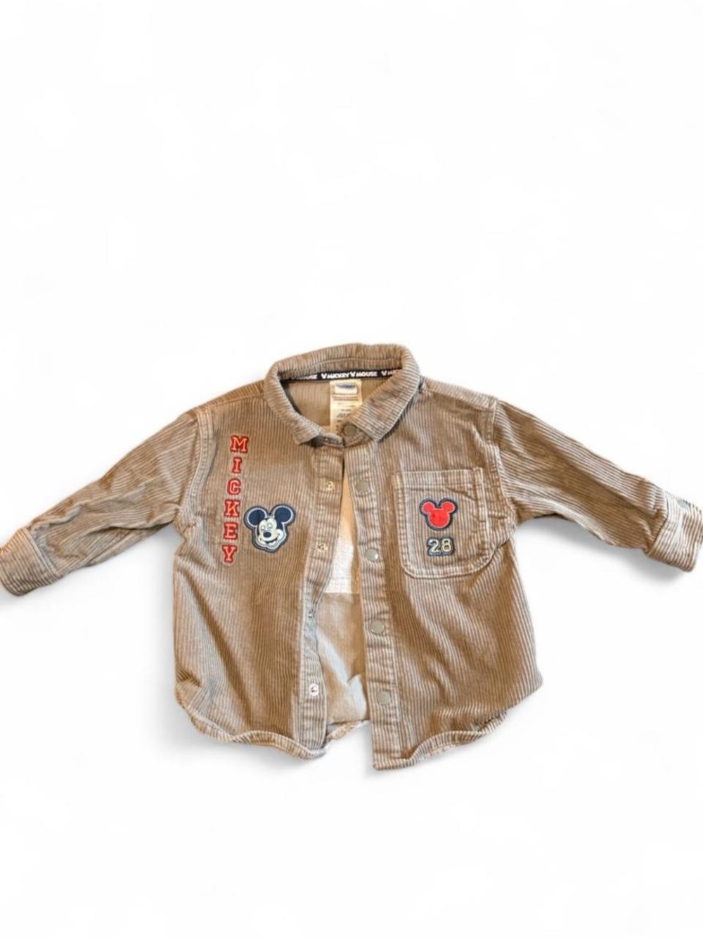 Disney Tan Corduroy Mickey Patch Shirt Jacket